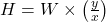 H = W \times \left(\frac{y}{x}\right)